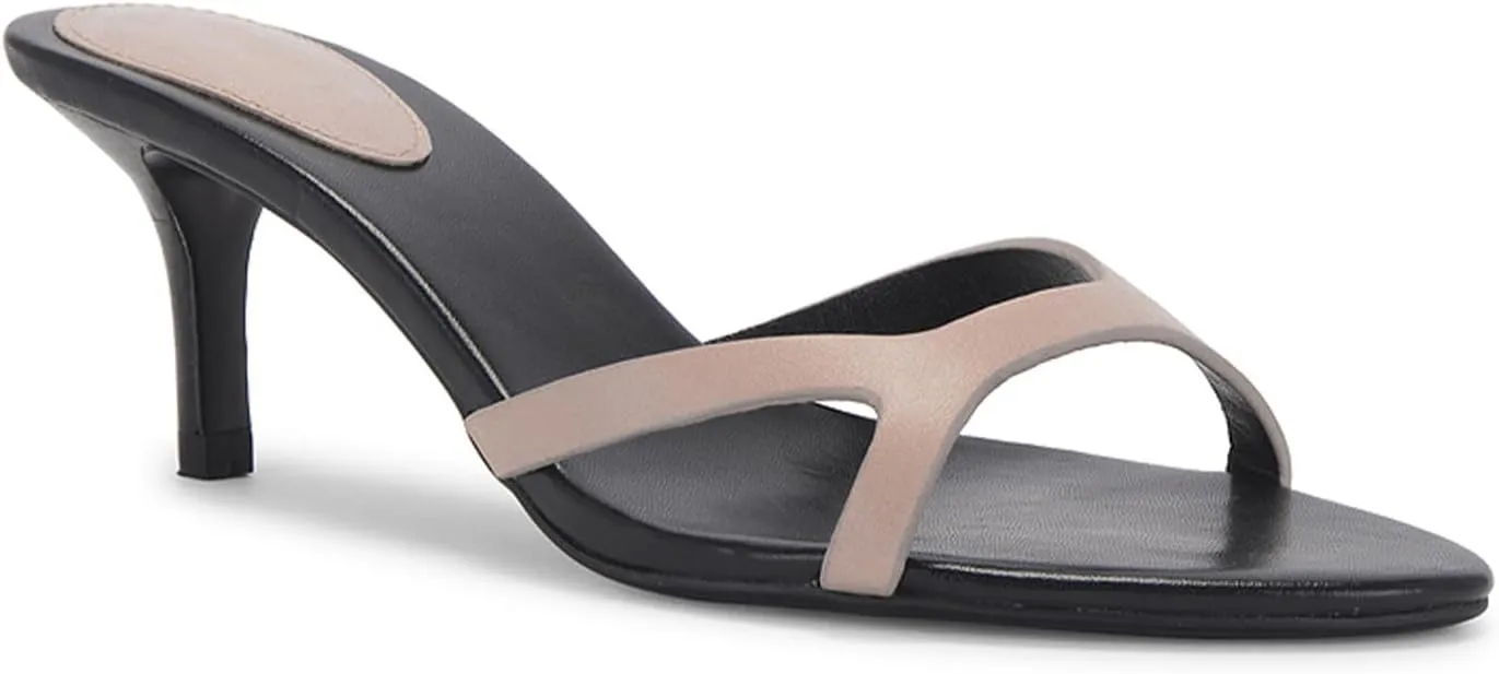 Kitten Heels for Women Single Strap Low Heel Open Toe Mule Shoes Non Slip Sandals