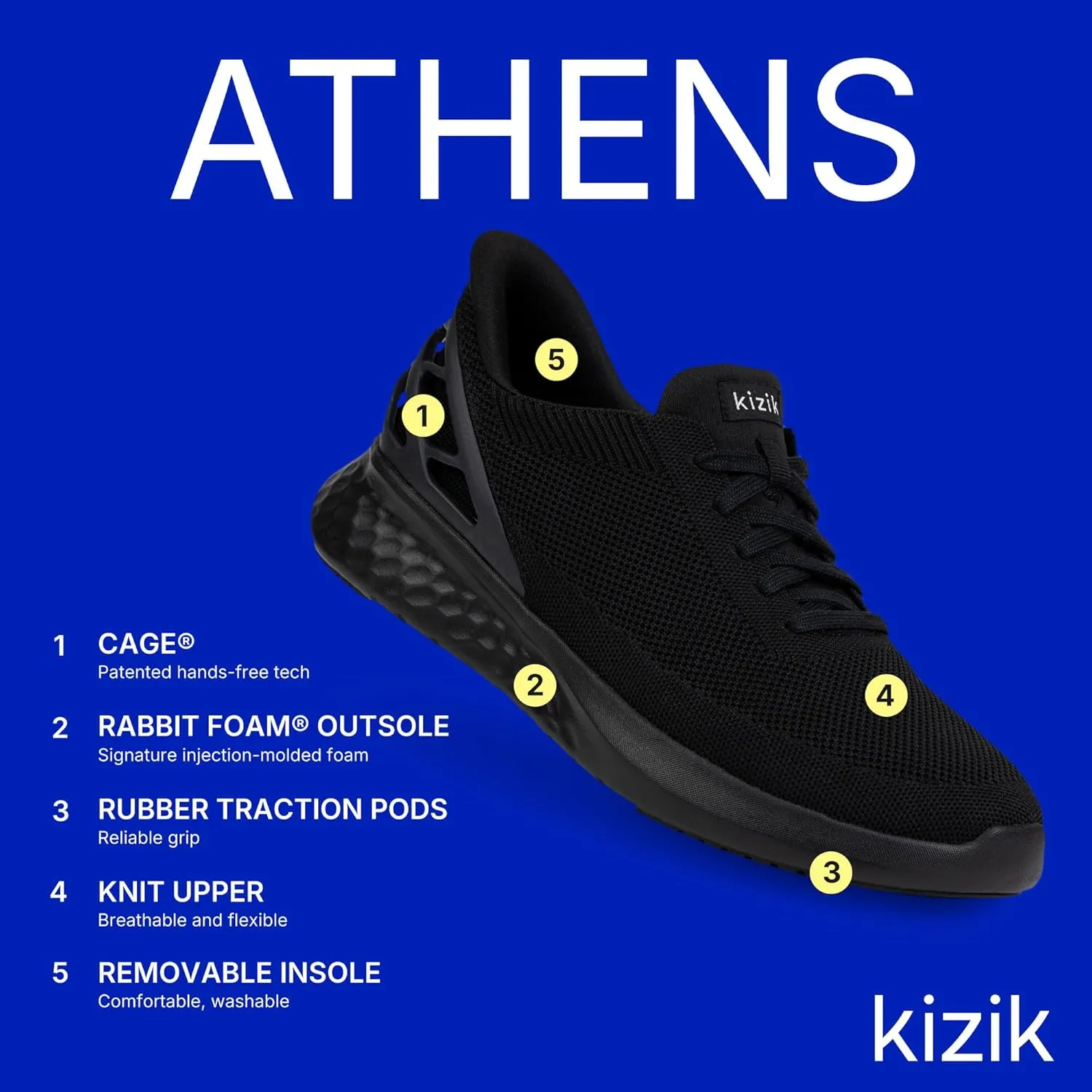 Kizik Shoes: Athens Comfortable Breathable Knit Slip On Sneakers, Convenient Hands Free | Walking Shoes for Men, Women and Elderly | Stylish, Orthopedic Shoes for Everyday and Travel