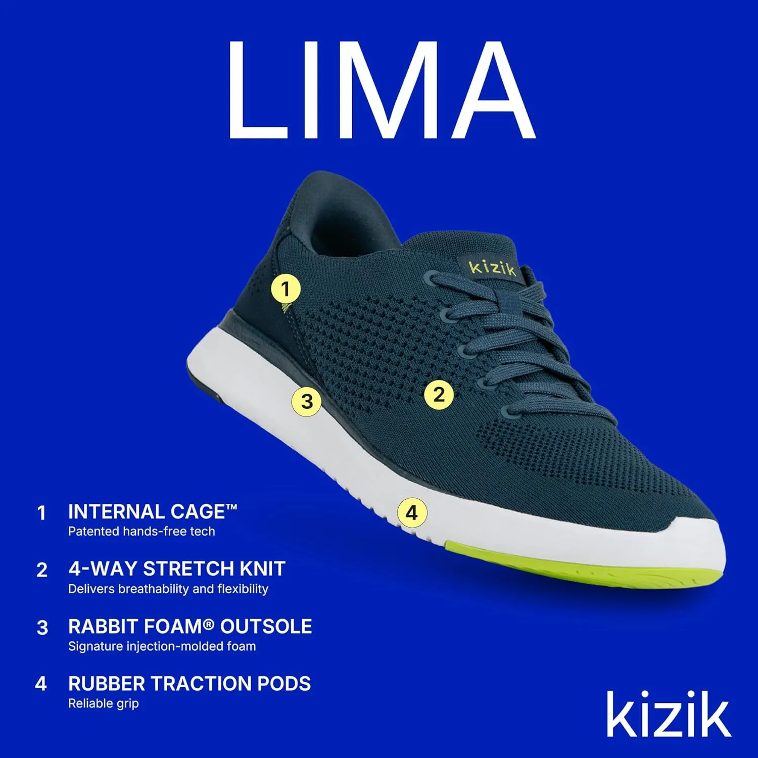 Kizik Shoes: Lima Comfortable Breathable Knit Slip On Sneakers, Convenient Hands Free Shoes | Walking for Men, Women and Elderly | Stylish for Everyday and Travel - Regular Width
