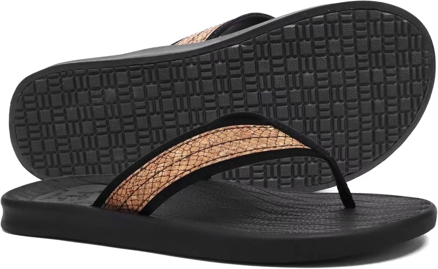 KuaiLu Mens Flip Flops Arch Support Comfortable Summer Beach Thong Sandals Yoga Foam Cushion Slip on Slippers