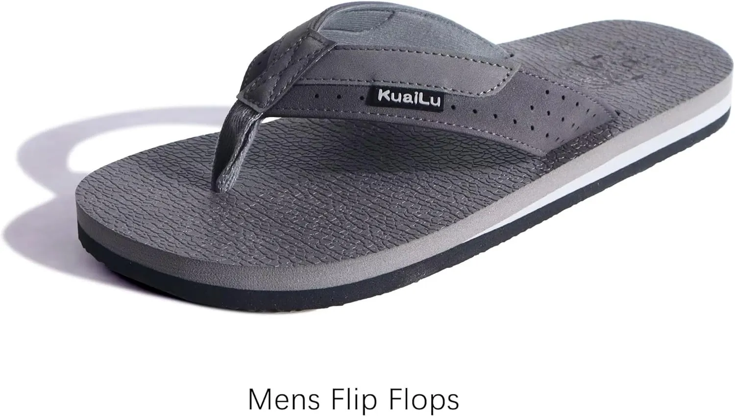 KuaiLu Men's Yoga Mat Leather Flip Flops with Arch Support Comfortable Cushion Walking Thong Sandals Slip On Indoor Outdoor