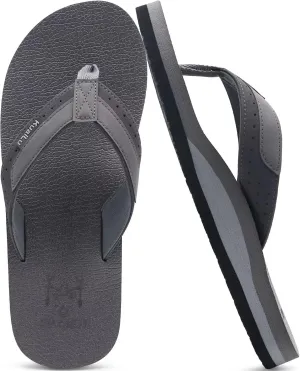 KuaiLu Men's Yoga Mat Leather Flip Flops with Arch Support Comfortable Cushion Walking Thong Sandals Slip On Indoor Outdoor