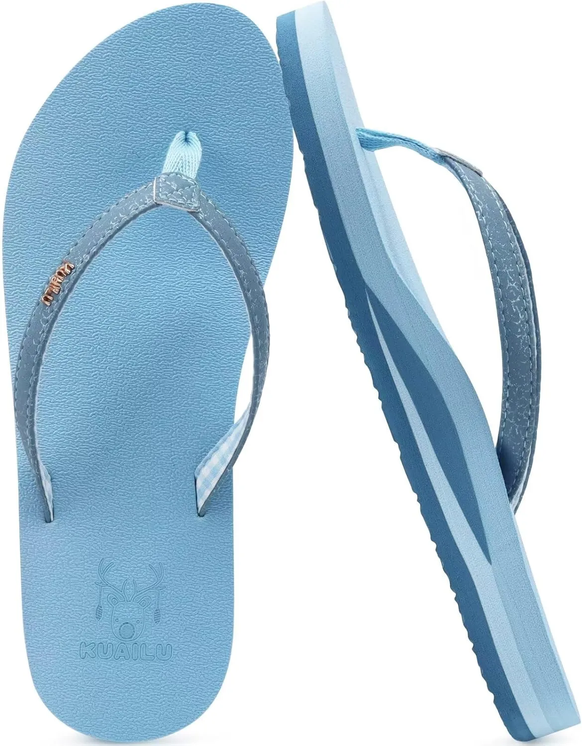 KuaiLu Womens Arch Support Flip Flops Comfortable Yoga Mat Slip on Summer Beach Walking Thong Cushion Sandals