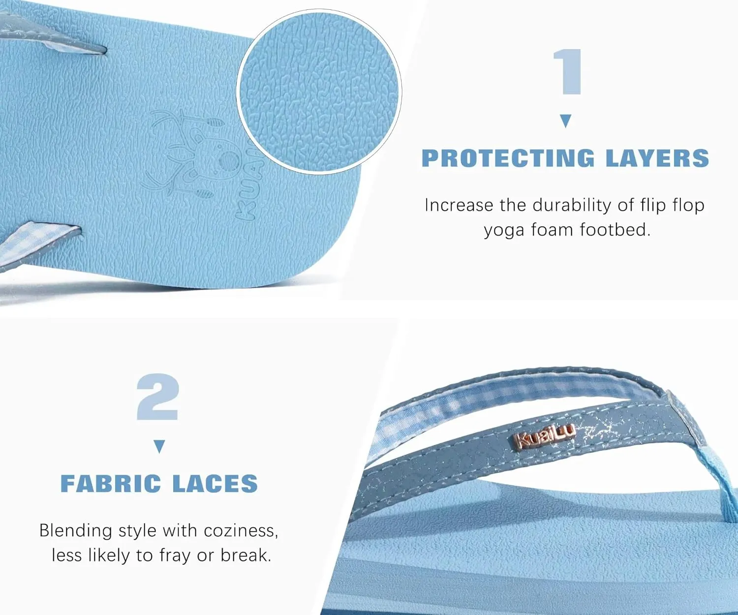 KuaiLu Womens Arch Support Flip Flops Comfortable Yoga Mat Slip on Summer Beach Walking Thong Cushion Sandals