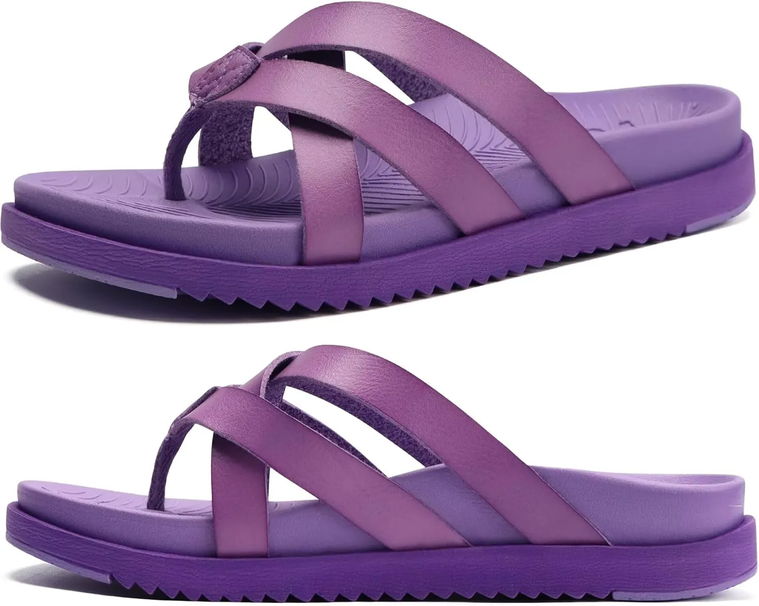 KuaiLu Womens Dressy Orthotic Flip Flops Trendy Comfortable Cushion Recovery Walking Criss Cross Thong Sandals Lightweight Yoga Foam Summer Slides with Plantar Fasciitis Arch Support