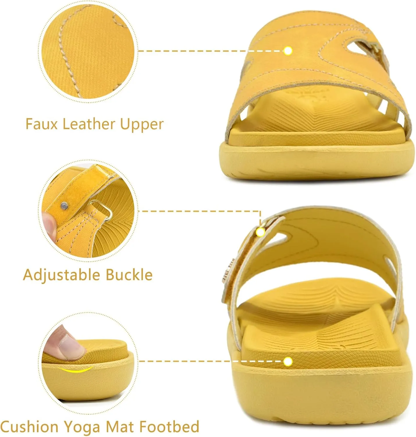 KuaiLu Womens Fashion Orthotic Slides Ladies Lightweight Athletic Yoga Mat Sandals Slip On Thick Cushion Slippers Sandals With Comfortable Plantar Fasciitis Arch Support