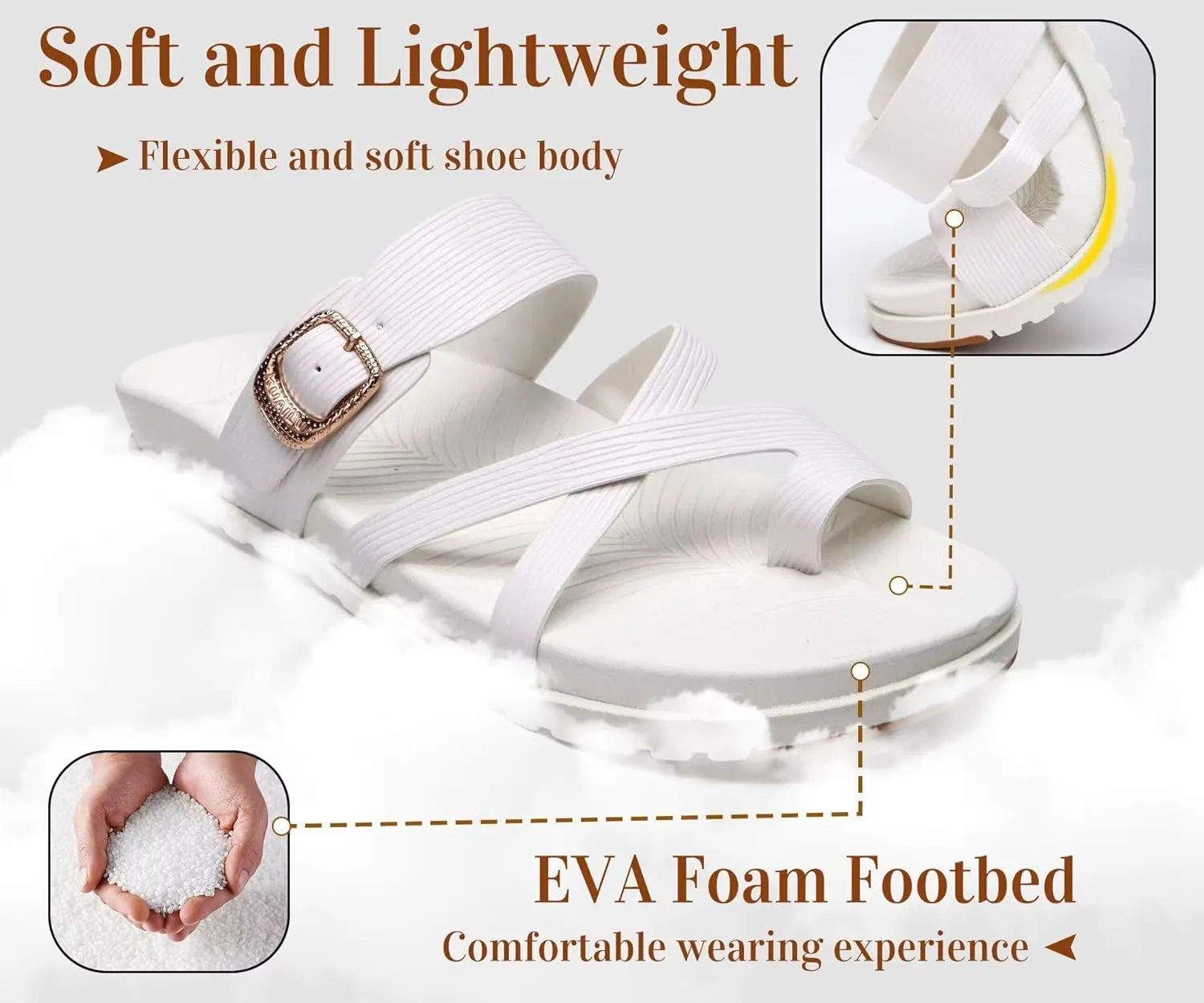 KuaiLu Womens Orthopedic Sandals With Comfortable Arch Support Cushion Yoga Mat Slides Fashion Summer Beach Flat Sandles Adjustable Open Toe Travel Outdoor Plantar Fasciitis Flip Flops US Size 5-11