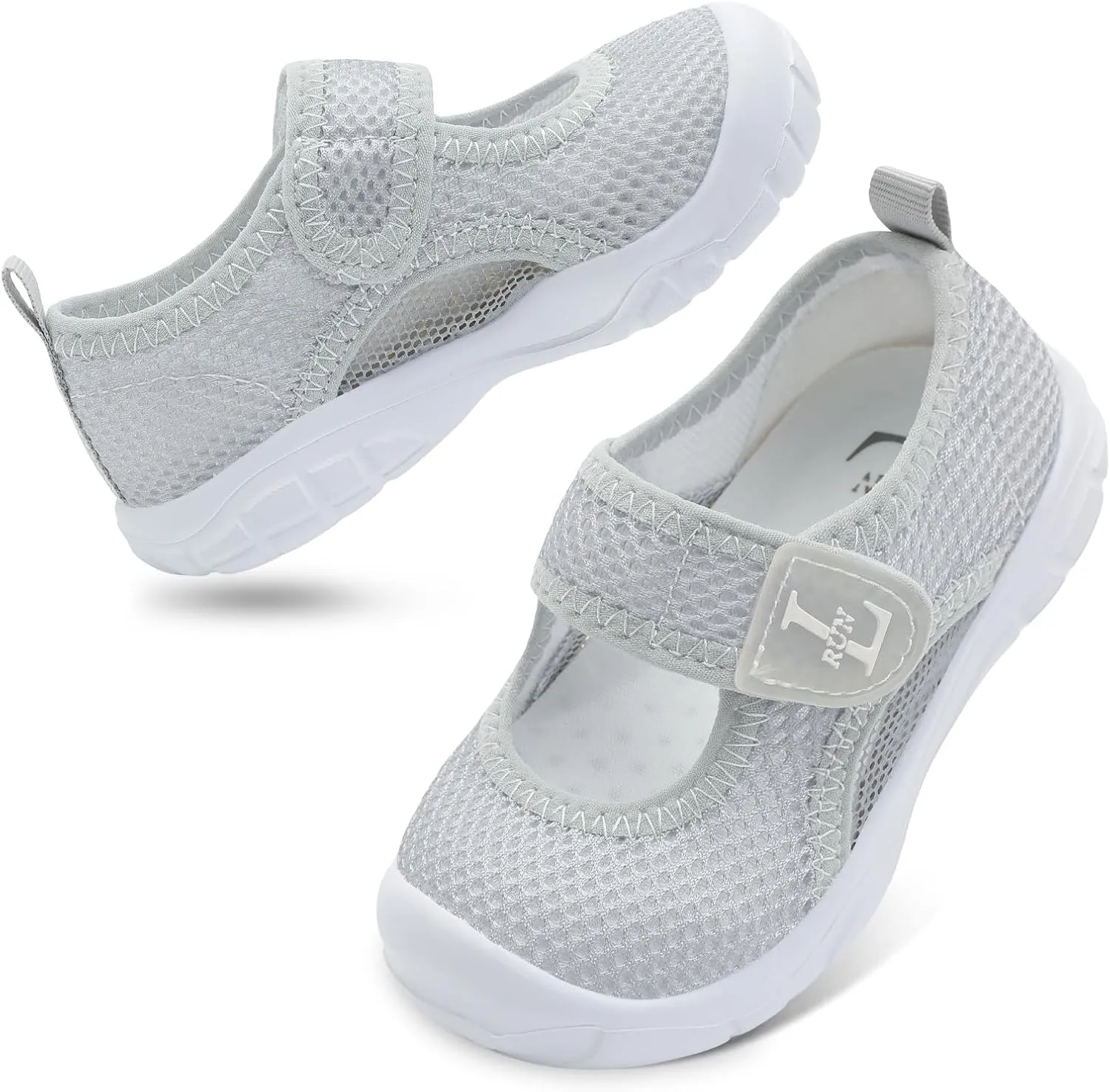 L-RUN Toddler Sandals Summer Boys Girls Adjustable Kids Sandal with Hook Loop Closed-Toe Lightweight Outdoor Sport Sandals