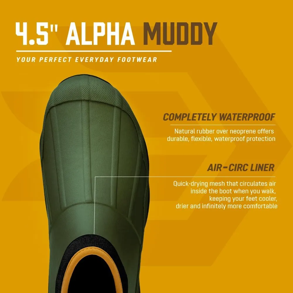 LaCrosse Alpha Muddy 4.5" Rubber Boots for Men Featuring Waterproof Rubber, Pull-On Design, and Eva Footbed
