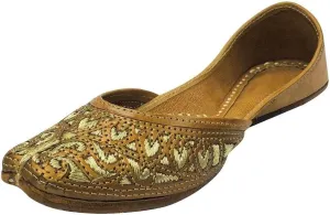 Ladies Copper Zari Work Punjabi Jutti Ethnic Mojari Handmade Leather Indain Jooti