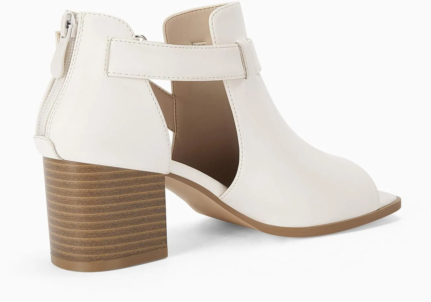 LAICIGO Womens Peep Toe Heels Chunky Heel Booties Open Toe Booty Cutout Dress Shoes with Back Zipper