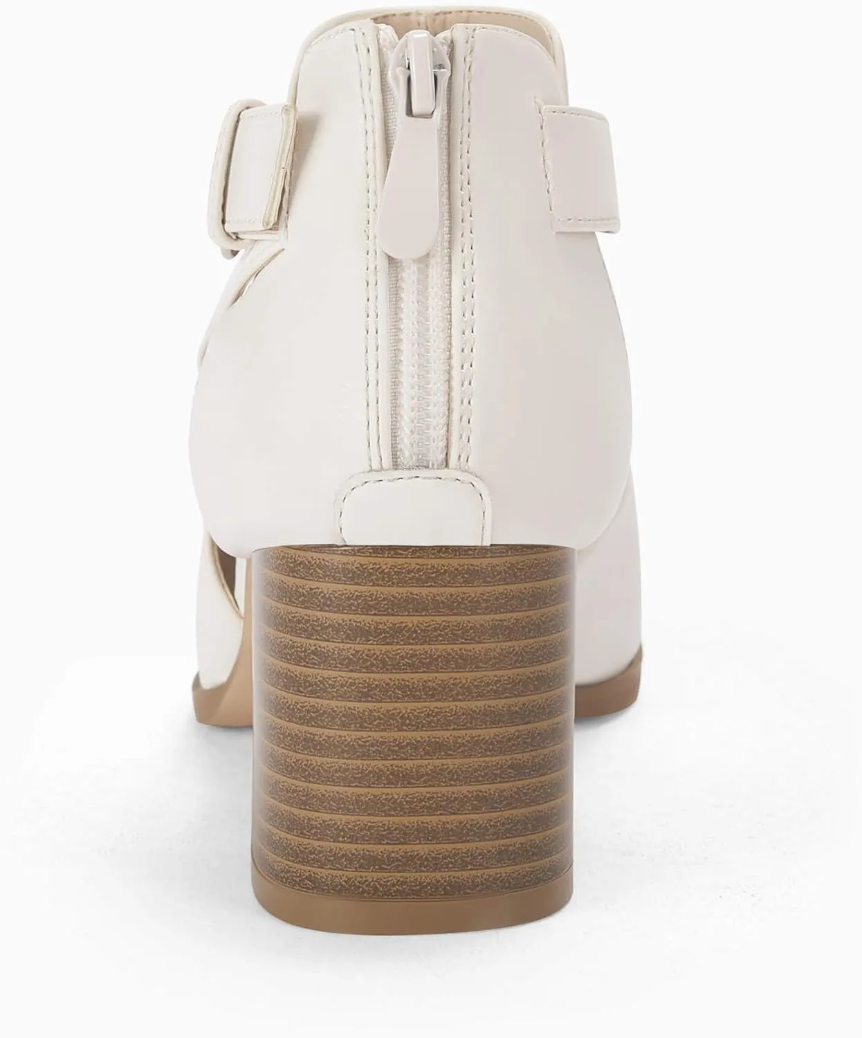 LAICIGO Womens Peep Toe Heels Chunky Heel Booties Open Toe Booty Cutout Dress Shoes with Back Zipper
