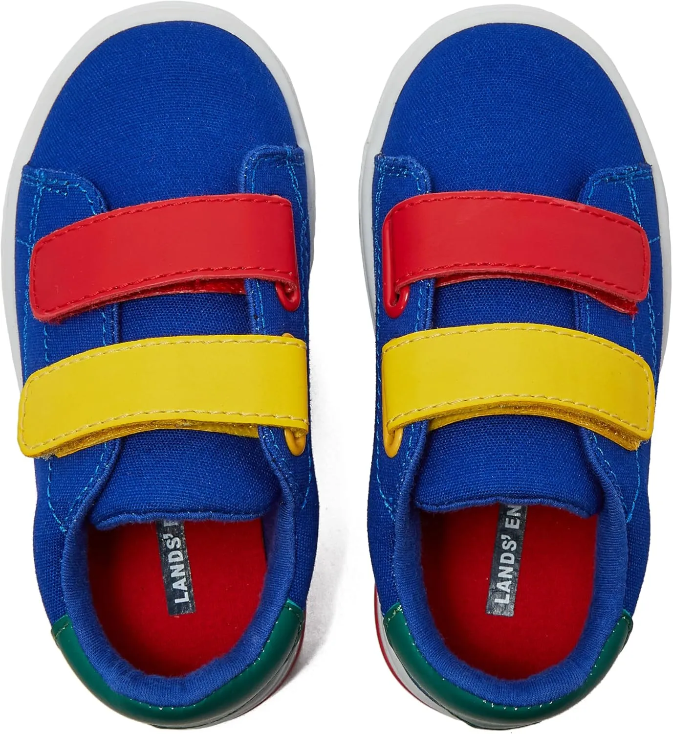 Lands' End Boys' and Girls' Sneakers, No Tie Casual Tennis Shoes for Boys and Girls Size 5-10 Toddler, Little and Big Kids 11 to 7, Blue or White with Hook and Loop Straps