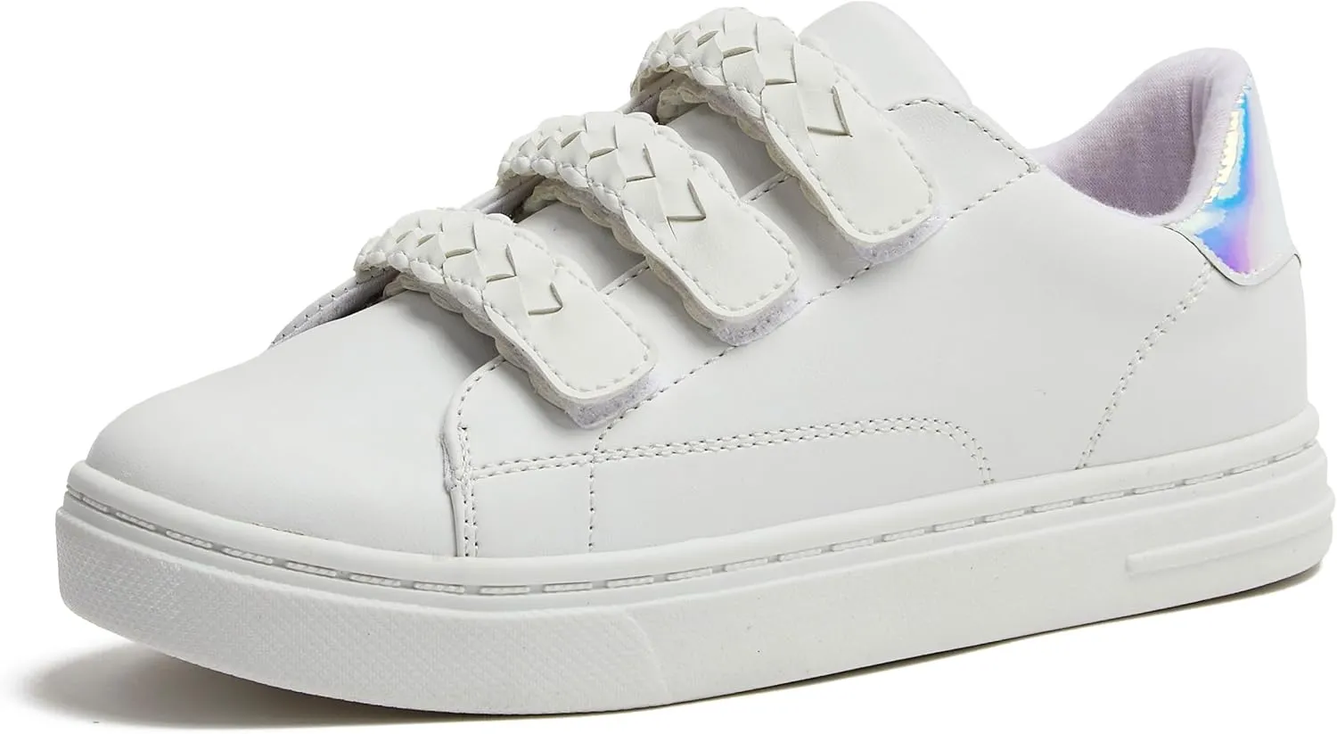 Lands' End Boys' and Girls' Sneakers, No Tie Casual Tennis Shoes for Boys and Girls Size 5-10 Toddler, Little and Big Kids 11 to 7, Blue or White with Hook and Loop Straps