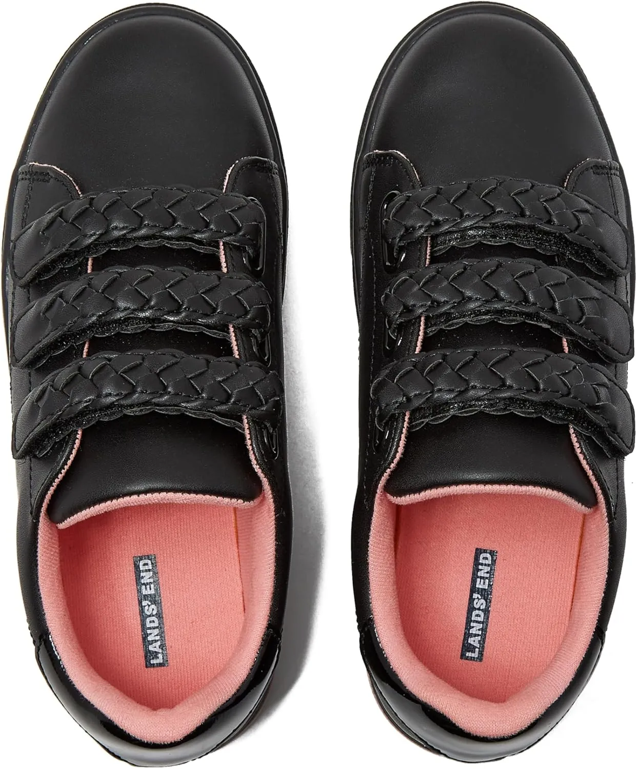 Lands' End Boys' and Girls' Sneakers, No Tie Casual Tennis Shoes for Boys and Girls Size 5-10 Toddler, Little and Big Kids 11 to 7, Blue or White with Hook and Loop Straps