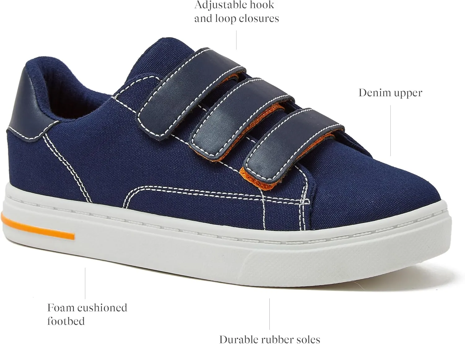 Lands' End Boys' and Girls' Sneakers, No Tie Casual Tennis Shoes for Boys and Girls Size 5-10 Toddler, Little and Big Kids 11 to 7, Blue or White with Hook and Loop Straps