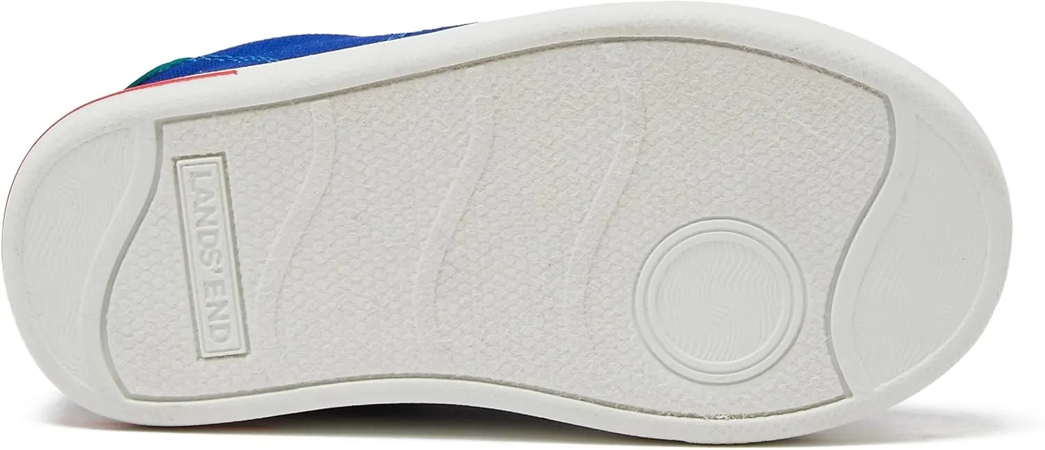 Lands' End Boys' and Girls' Sneakers, No Tie Casual Tennis Shoes for Boys and Girls Size 5-10 Toddler, Little and Big Kids 11 to 7, Blue or White with Hook and Loop Straps