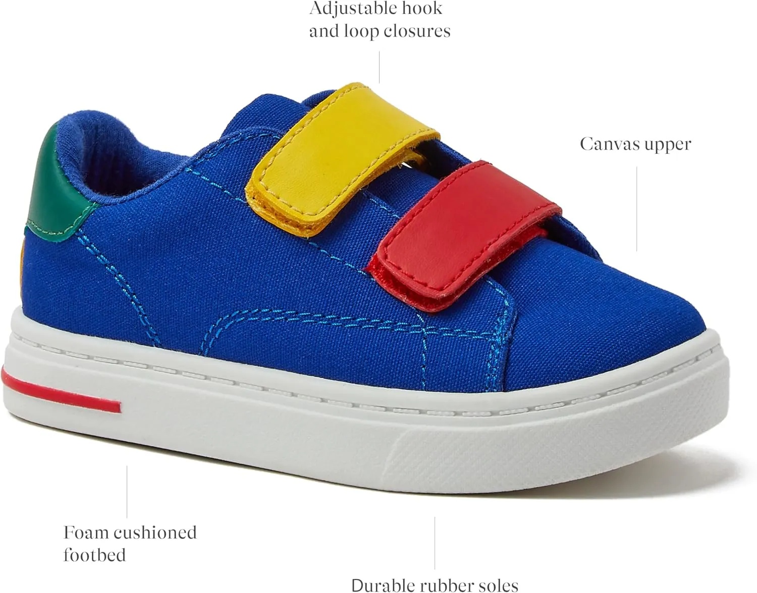 Lands' End Boys' and Girls' Sneakers, No Tie Casual Tennis Shoes for Boys and Girls Size 5-10 Toddler, Little and Big Kids 11 to 7, Blue or White with Hook and Loop Straps