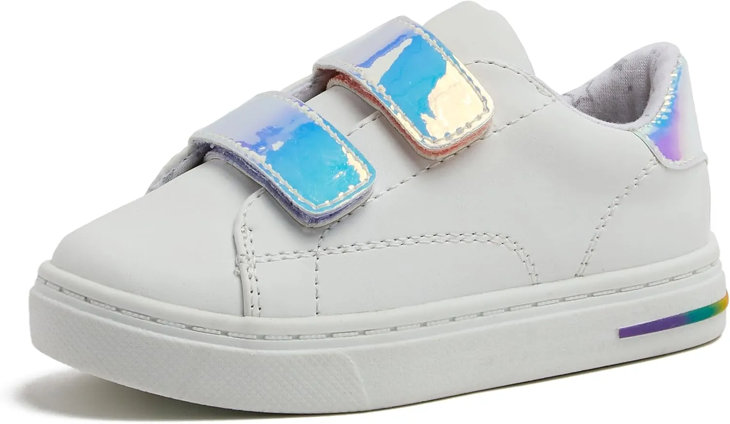 Lands' End Boys' and Girls' Sneakers, No Tie Casual Tennis Shoes for Boys and Girls Size 5-10 Toddler, Little and Big Kids 11 to 7, Blue or White with Hook and Loop Straps