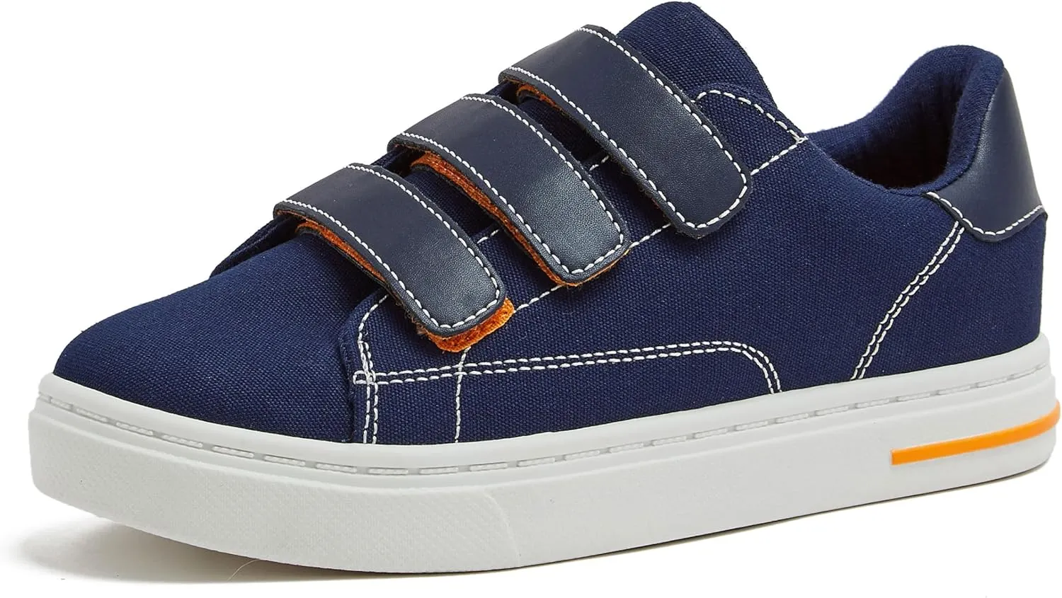 Lands' End Boys' and Girls' Sneakers, No Tie Casual Tennis Shoes for Boys and Girls Size 5-10 Toddler, Little and Big Kids 11 to 7, Blue or White with Hook and Loop Straps