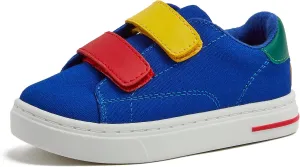 Lands' End Boys' and Girls' Sneakers, No Tie Casual Tennis Shoes for Boys and Girls Size 5-10 Toddler, Little and Big Kids 11 to 7, Blue or White with Hook and Loop Straps