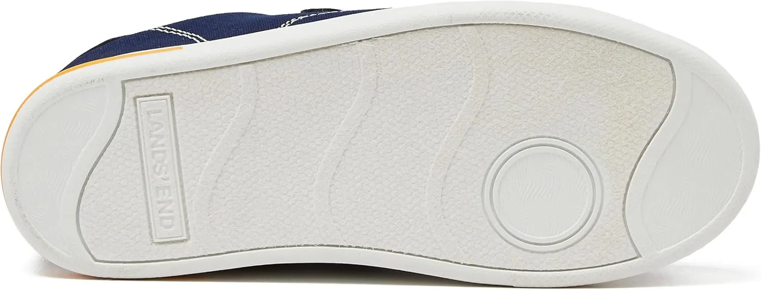 Lands' End Boys' and Girls' Sneakers, No Tie Casual Tennis Shoes for Boys and Girls Size 5-10 Toddler, Little and Big Kids 11 to 7, Blue or White with Hook and Loop Straps