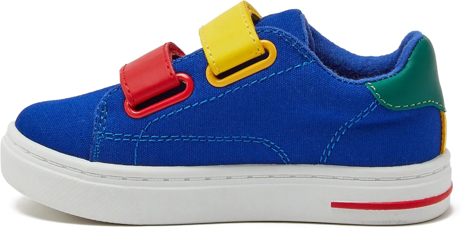Lands' End Boys' and Girls' Sneakers, No Tie Casual Tennis Shoes for Boys and Girls Size 5-10 Toddler, Little and Big Kids 11 to 7, Blue or White with Hook and Loop Straps