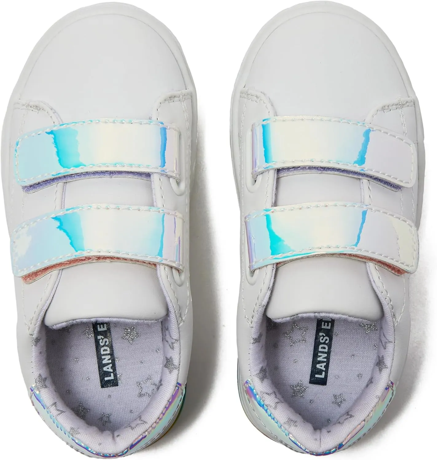 Lands' End Boys' and Girls' Sneakers, No Tie Casual Tennis Shoes for Boys and Girls Size 5-10 Toddler, Little and Big Kids 11 to 7, Blue or White with Hook and Loop Straps