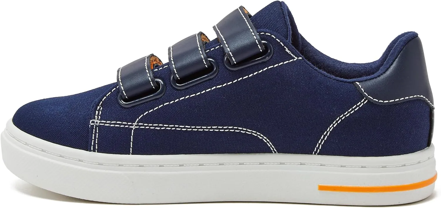 Lands' End Boys' and Girls' Sneakers, No Tie Casual Tennis Shoes for Boys and Girls Size 5-10 Toddler, Little and Big Kids 11 to 7, Blue or White with Hook and Loop Straps