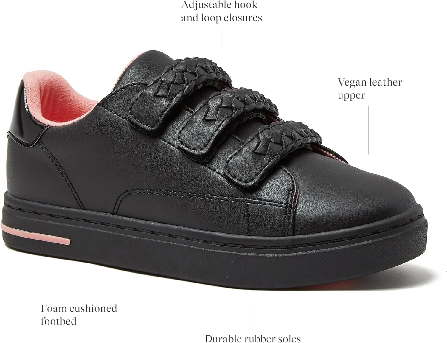 Lands' End Boys' and Girls' Sneakers, No Tie Casual Tennis Shoes for Boys and Girls Size 5-10 Toddler, Little and Big Kids 11 to 7, Blue or White with Hook and Loop Straps