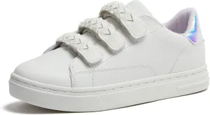 Lands' End Boys' and Girls' Sneakers, No Tie Casual Tennis Shoes for Boys and Girls Size 5-10 Toddler, Little and Big Kids 11 to 7, Blue or White with Hook and Loop Straps