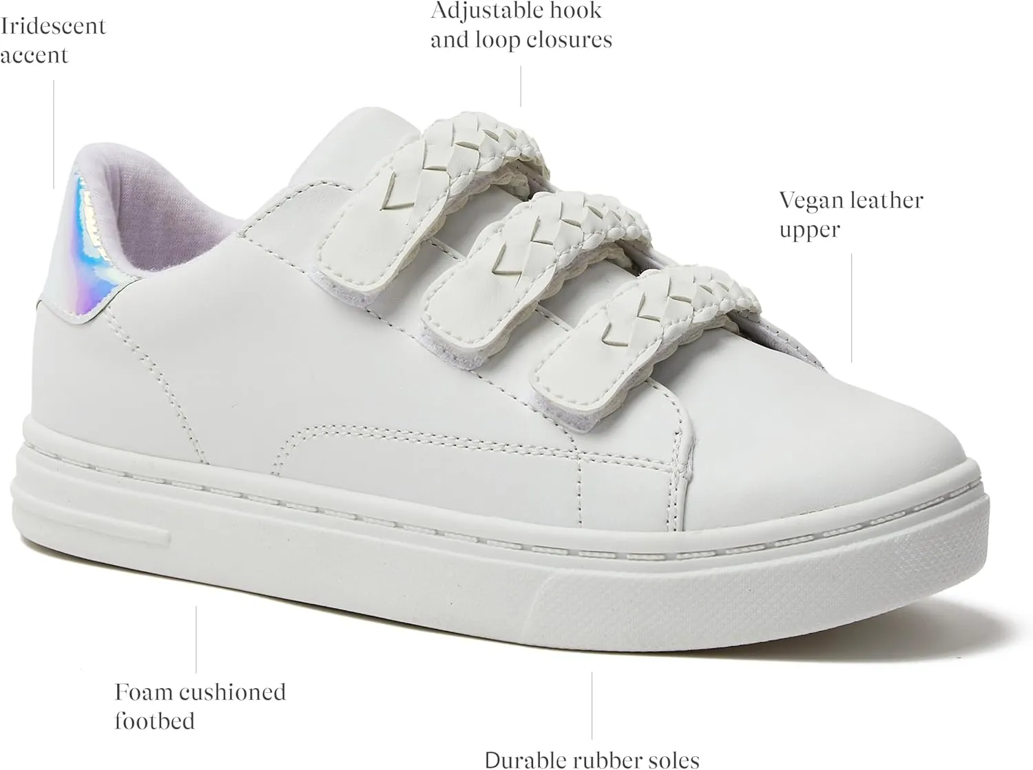 Lands' End Boys' and Girls' Sneakers, No Tie Casual Tennis Shoes for Boys and Girls Size 5-10 Toddler, Little and Big Kids 11 to 7, Blue or White with Hook and Loop Straps