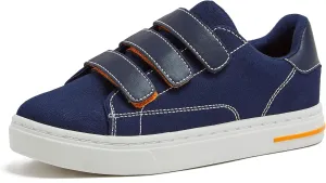 Lands' End Boys' and Girls' Sneakers, No Tie Casual Tennis Shoes for Boys and Girls Size 5-10 Toddler, Little and Big Kids 11 to 7, Blue or White with Hook and Loop Straps