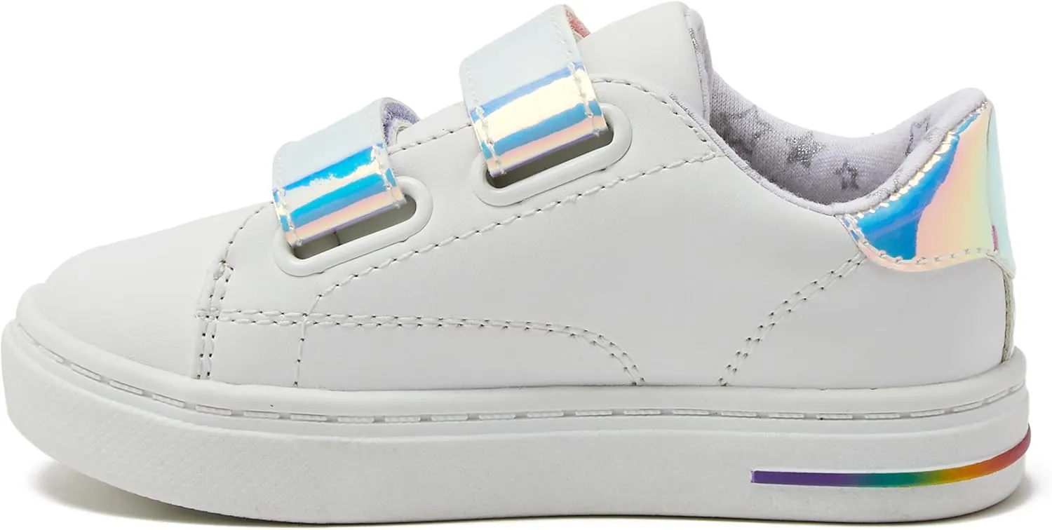 Lands' End Boys' and Girls' Sneakers, No Tie Casual Tennis Shoes for Boys and Girls Size 5-10 Toddler, Little and Big Kids 11 to 7, Blue or White with Hook and Loop Straps