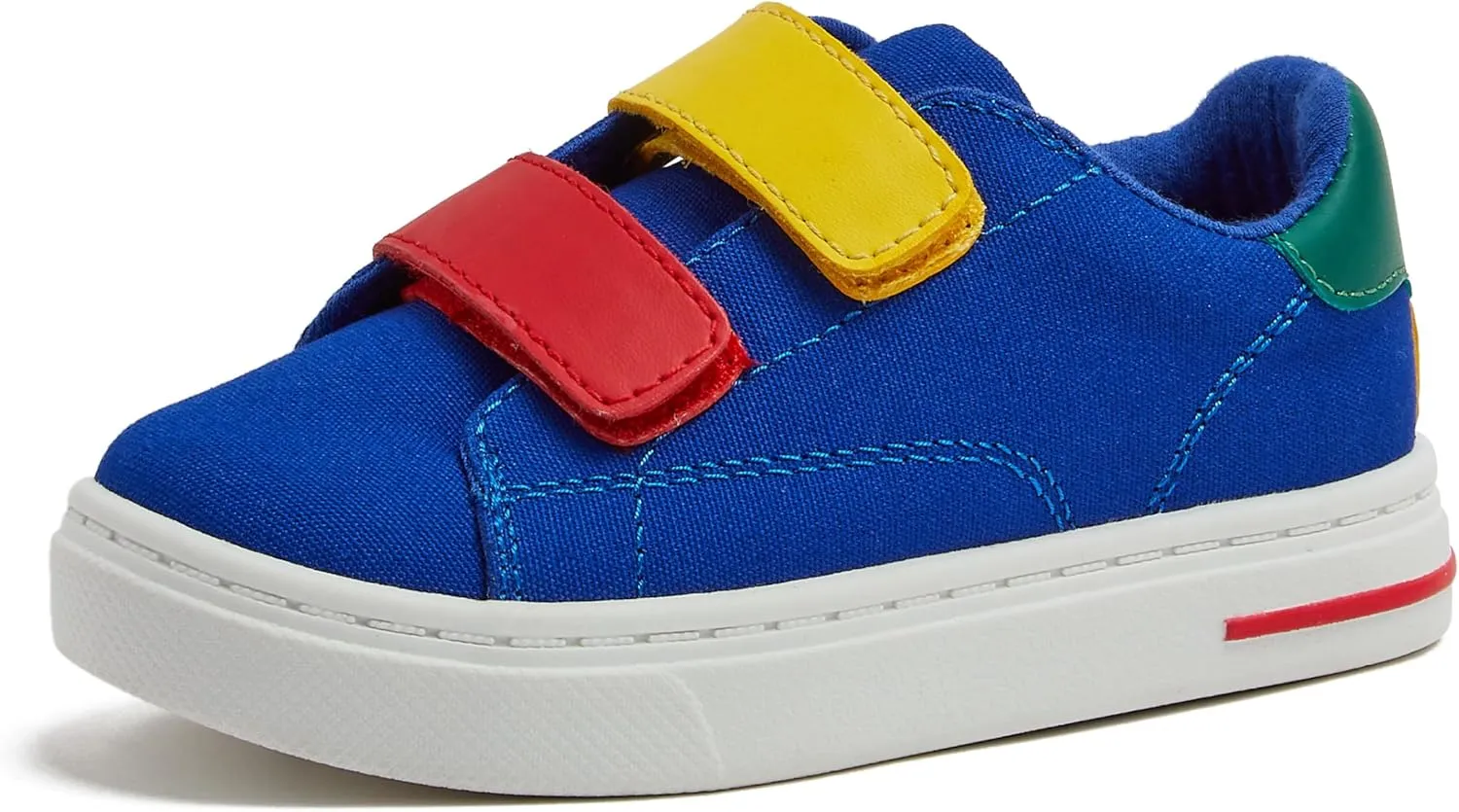 Lands' End Boys' and Girls' Sneakers, No Tie Casual Tennis Shoes for Boys and Girls Size 5-10 Toddler, Little and Big Kids 11 to 7, Blue or White with Hook and Loop Straps