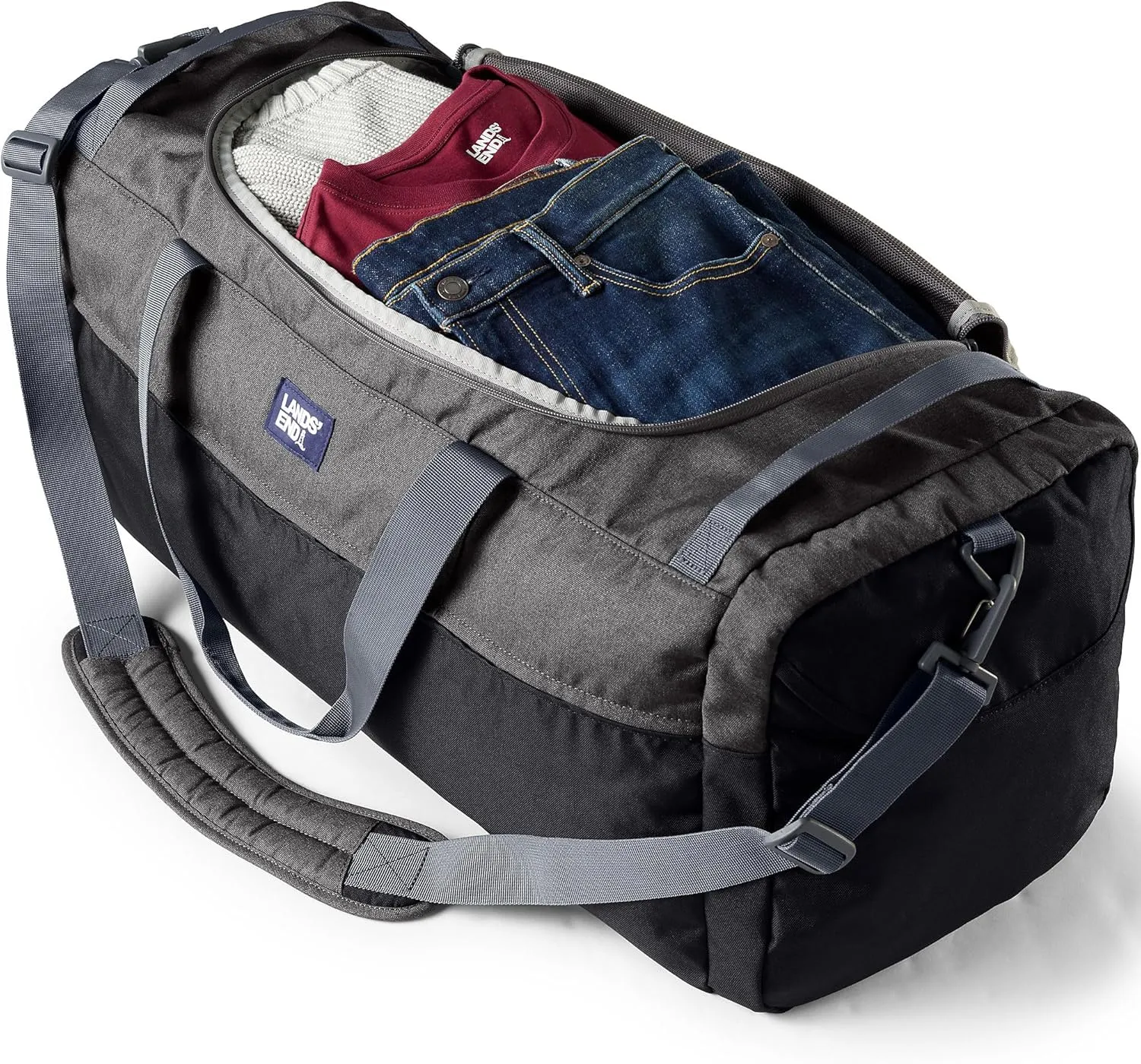 Lands' End Everyday Duffle Oxidized Gray Heather Large