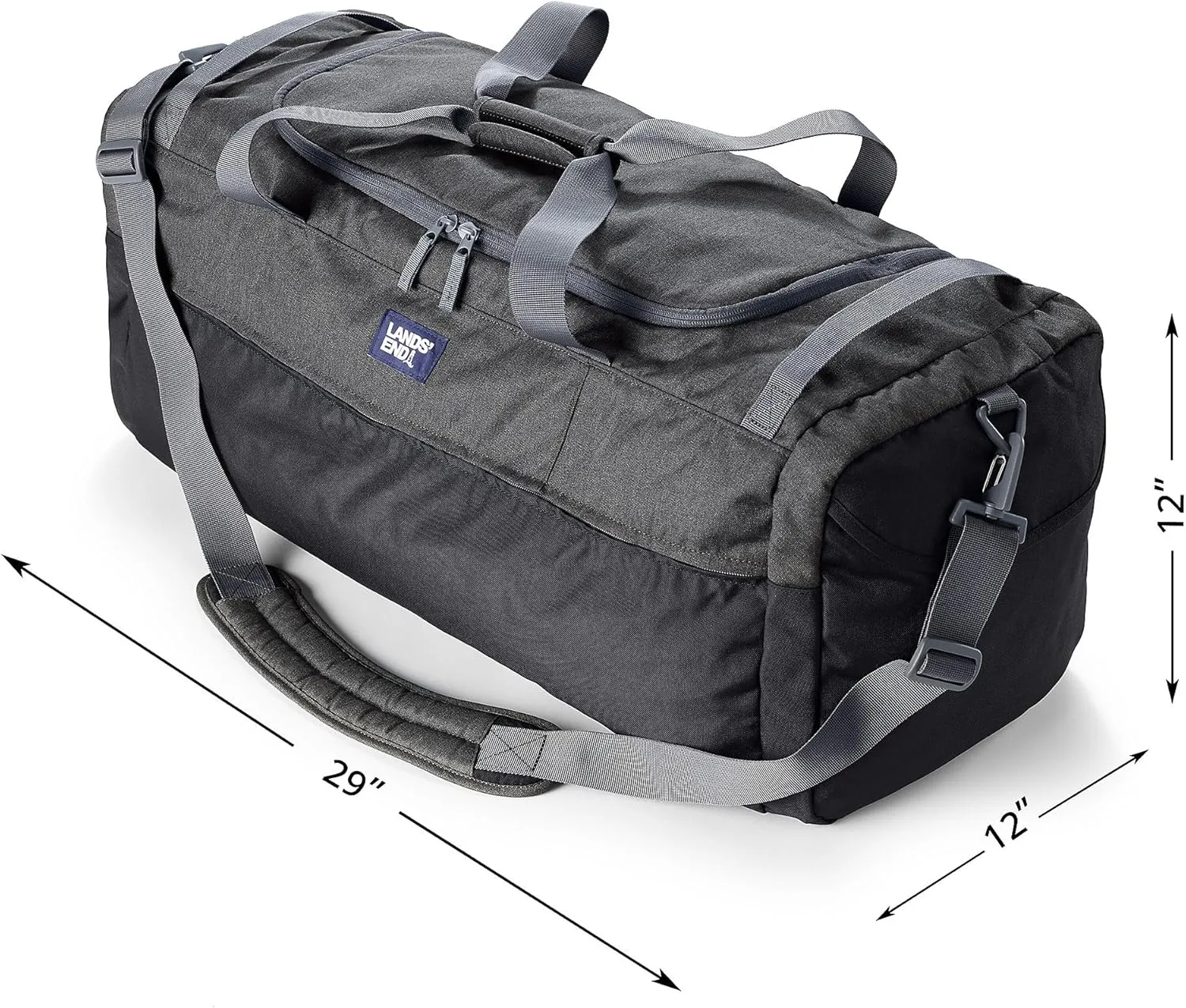 Lands' End Everyday Duffle Oxidized Gray Heather Large