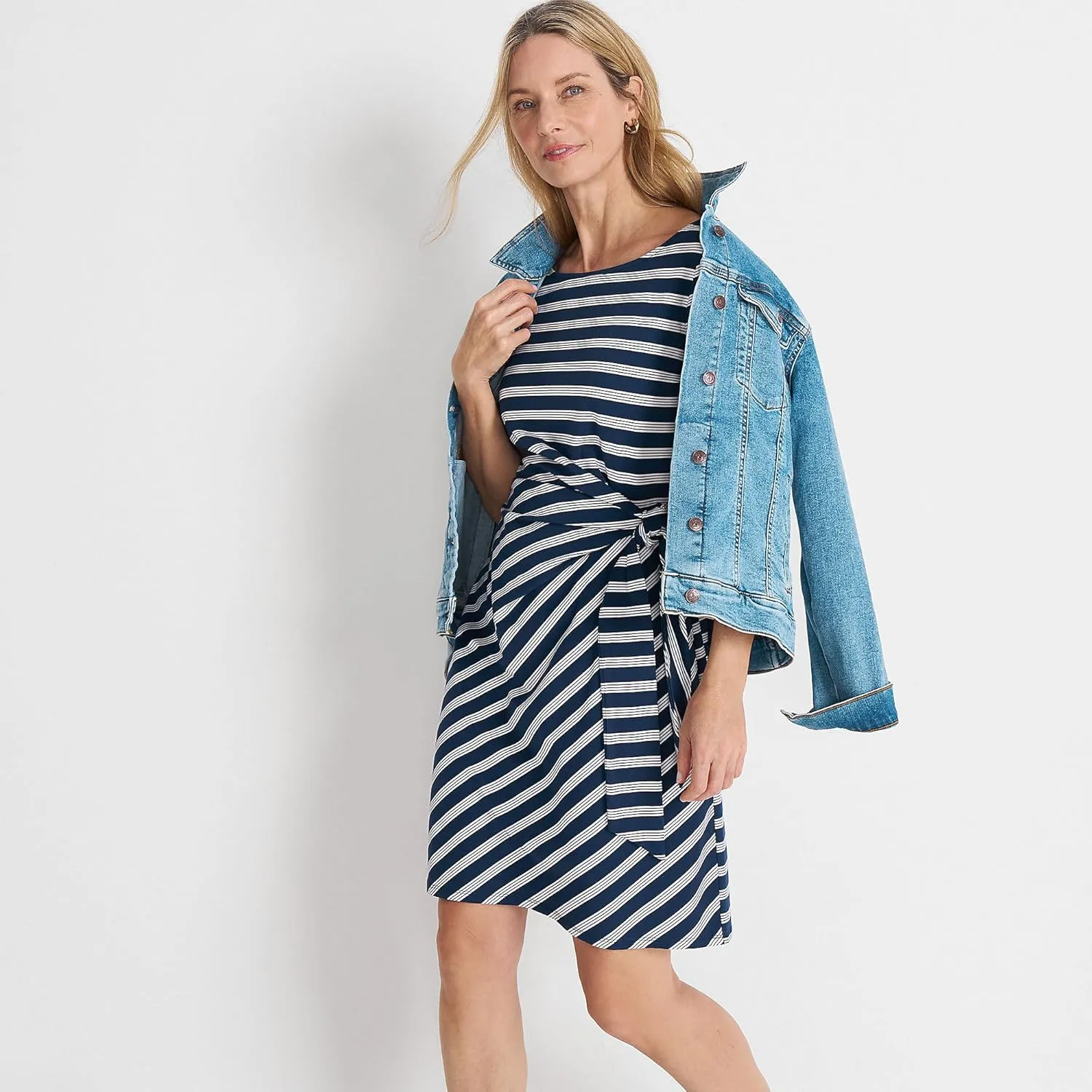 Lands' End Women's Short Sleeve Cotton Modal Wrap Mini Dress