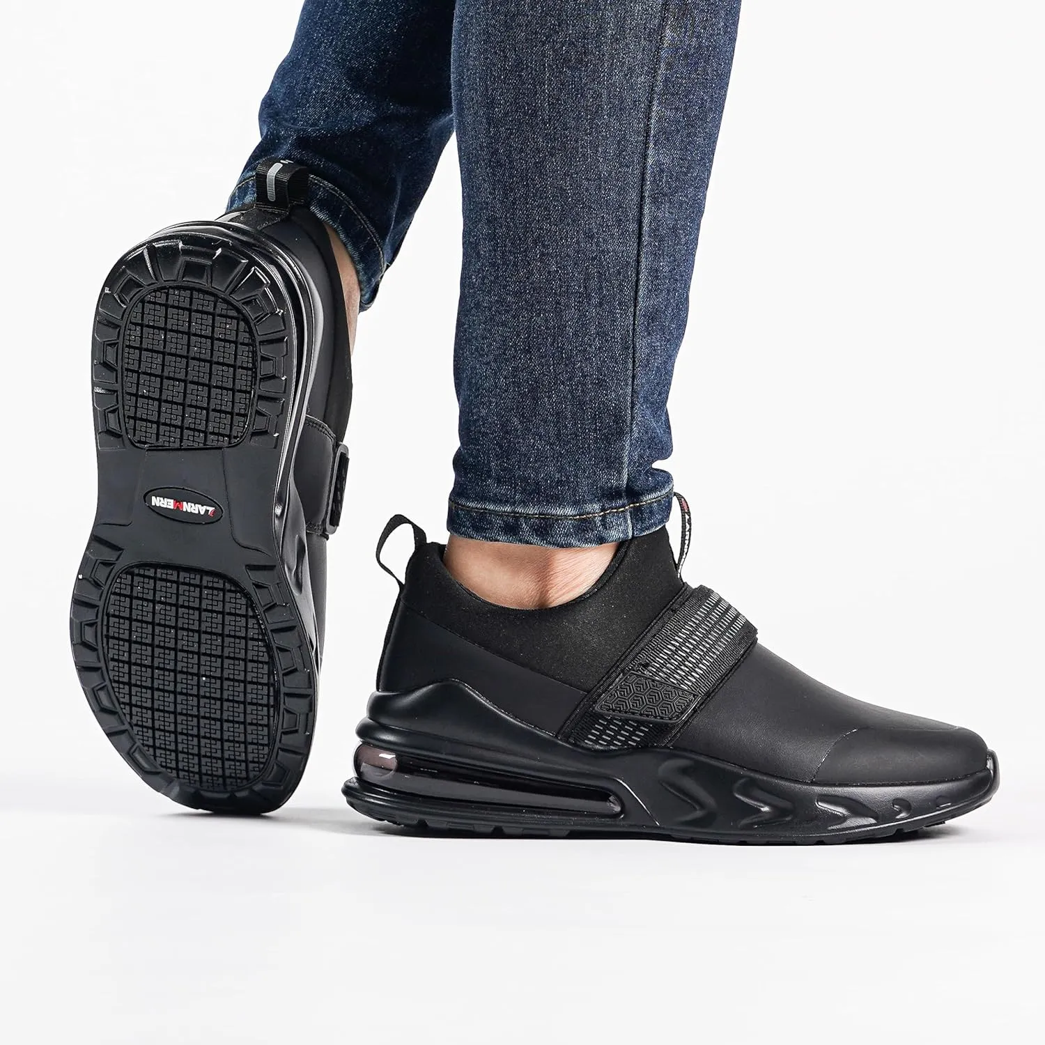 LARNMERN Women Non Slip Work Shoes Food Service Kitchen Chef Waterproof Shoe Restaurant Slip on Walking Sneakers Air Cushion Working Footwear