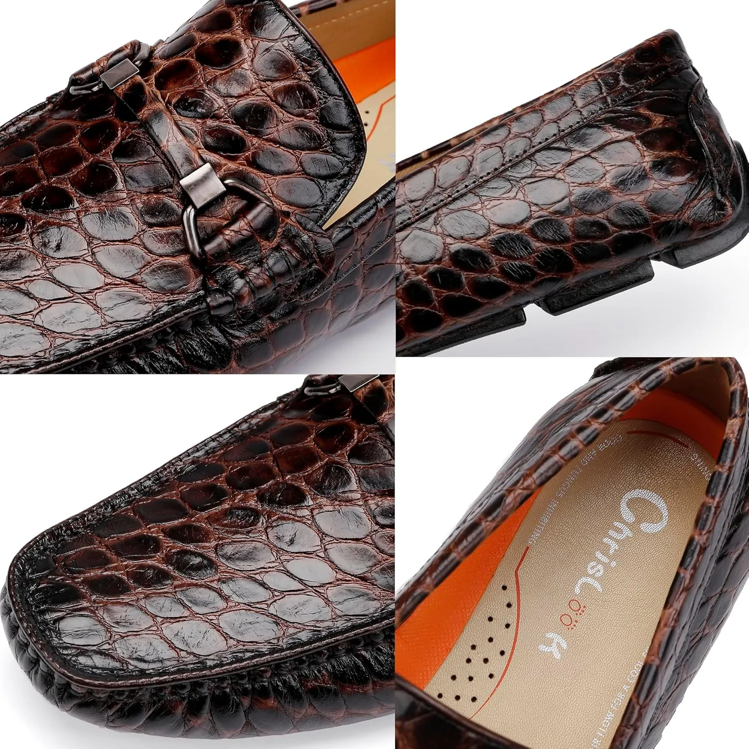 Leather Dress Shoes for Men, Crocodile Pattern Loafers Driving Loafers Formal Loafers Shoes
