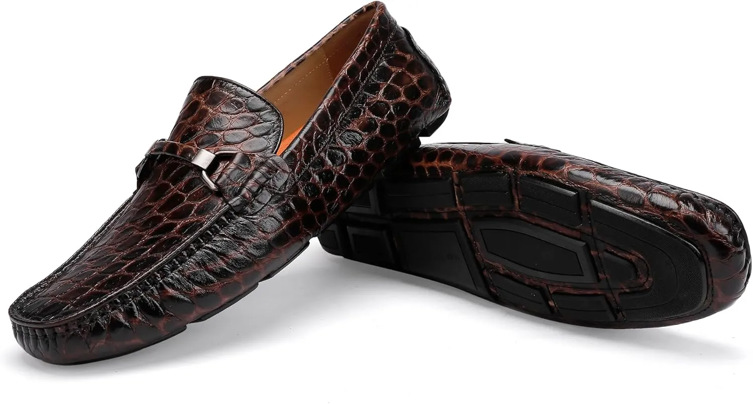 Leather Dress Shoes for Men, Crocodile Pattern Loafers Driving Loafers Formal Loafers Shoes