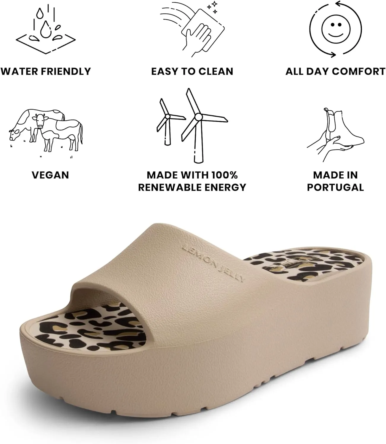 Lemon Jelly Women's Enyd Platform Sandals - Cute Water-Friendly Comfort Wedges for the Beach or Casual Wear - Super Lightweight Slip-On Flip Flops for Ladies