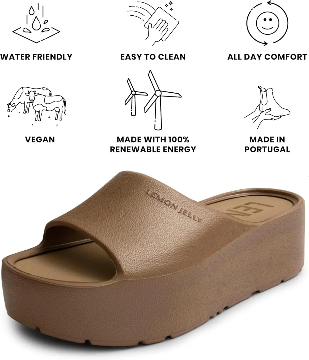 Lemon Jelly Women's Sunny Platform Sandals - Cute Water-Friendly Comfort Wedges for the Beach or Casual Wear - Super Lightweight Slip-On Flip Flops for Ladies
