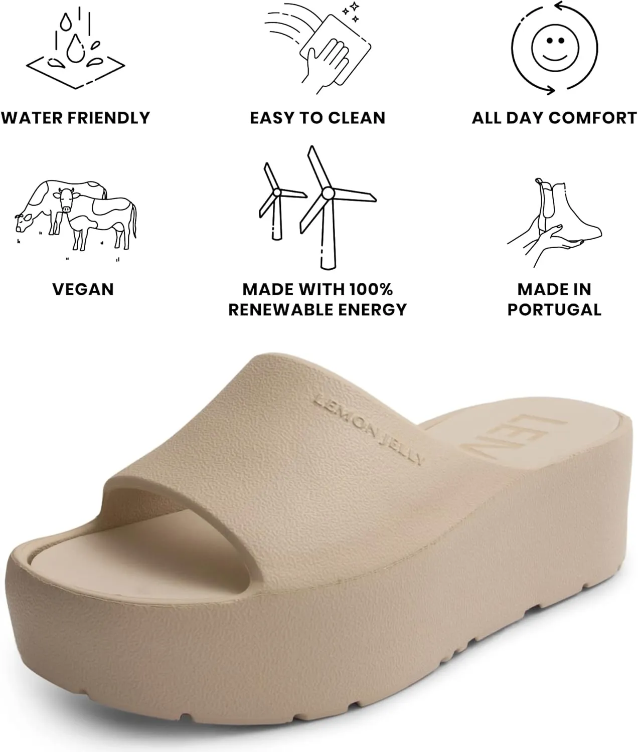 Lemon Jelly Women's Sunny Platform Sandals - Cute Water-Friendly Comfort Wedges for the Beach or Casual Wear - Super Lightweight Slip-On Flip Flops for Ladies