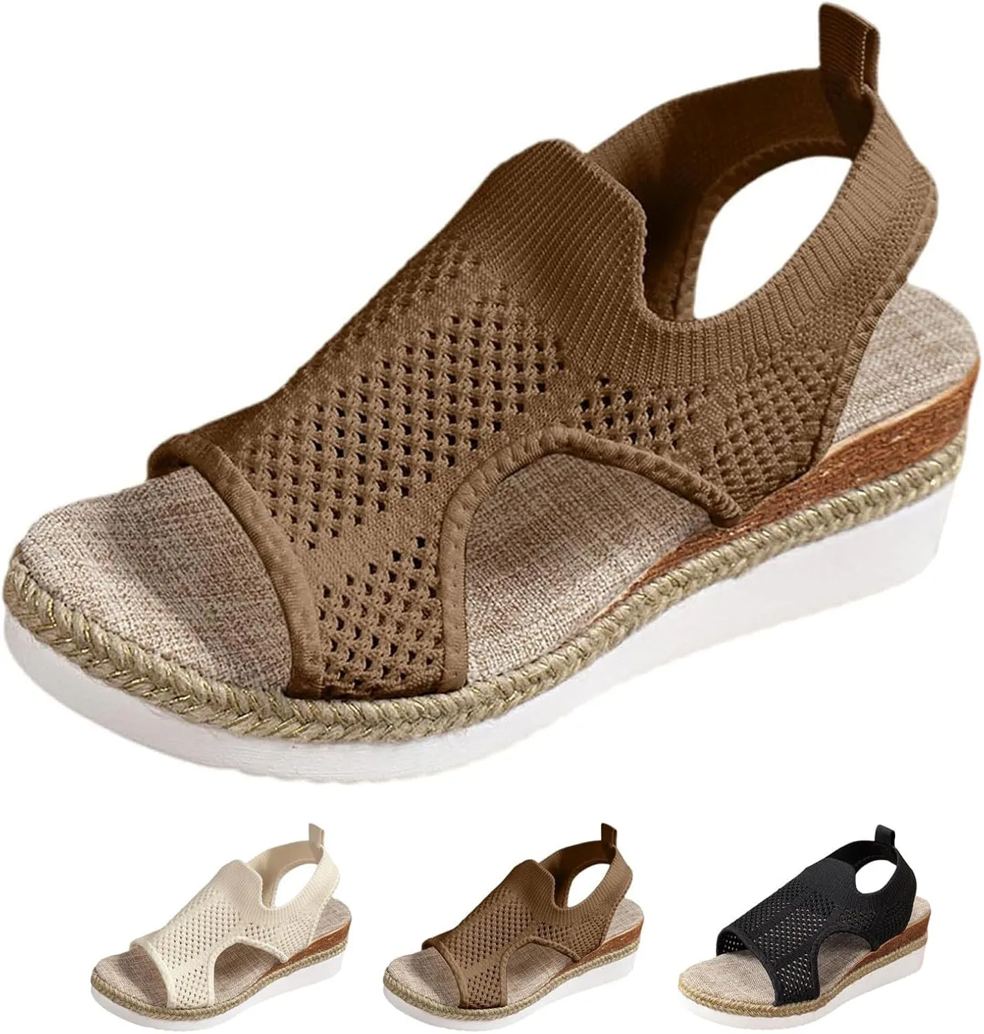 Libiyi Sandals Women Orthotic Ultra-Comfy Sport Sandals Wedge Heel Fly Weave Casual Hollow Beach Closed Toe Summer Shoe Strappy Flat with Buckle Strap Ultra Comfy Wedge and Shoes Walking