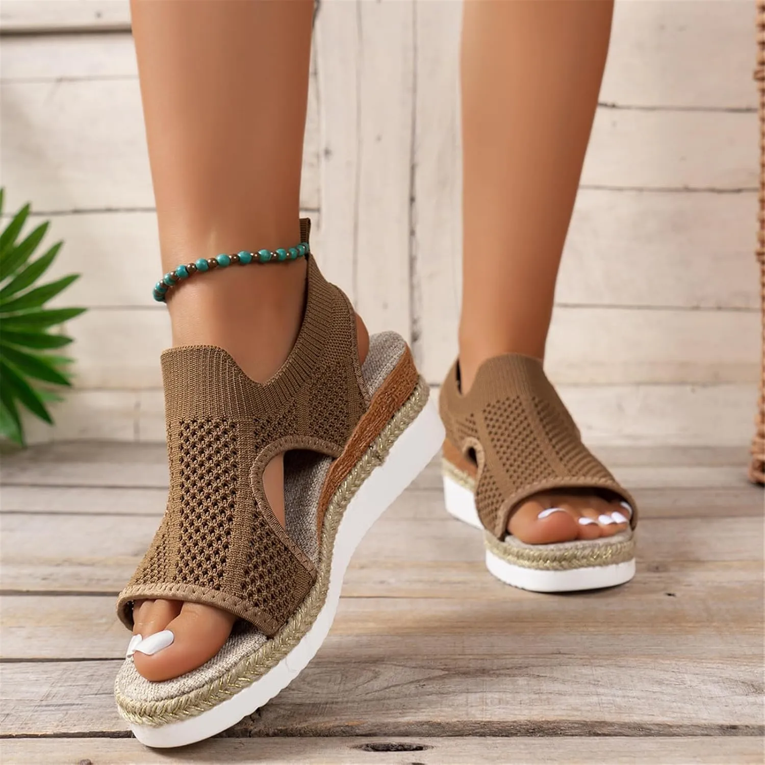 Libiyi Sandals Women Orthotic Ultra-Comfy Sport Sandals Wedge Heel Fly Weave Casual Hollow Beach Closed Toe Summer Shoe Strappy Flat with Buckle Strap Ultra Comfy Wedge and Shoes Walking