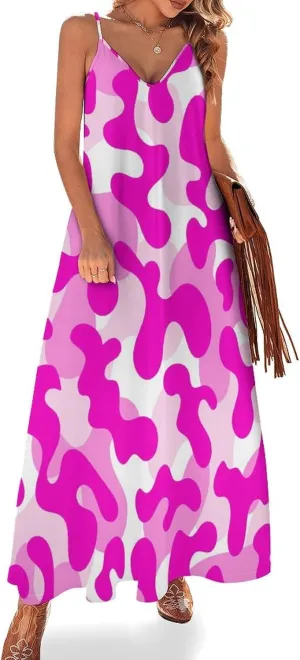 Lightning Star Cute Women's Casual Maxi Dresses Summer Spaghetti Straps Long Sleeveless Dress Sundress