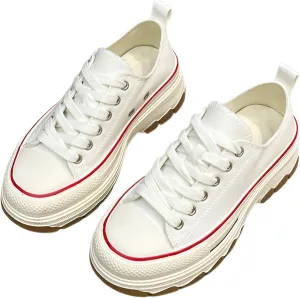 lilaBelle]Fashion Casual Thick Sole Canvas Sneakers for Students - Stylish White Sneakers for Spring, Perfect for Daily Wear and Active Lifestyle