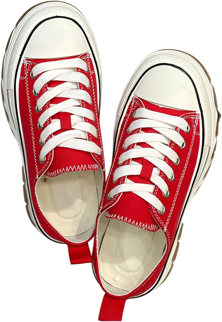 lilaBelle]Fashion Casual Thick Sole Canvas Sneakers for Students - Stylish White Sneakers for Spring, Perfect for Daily Wear and Active Lifestyle