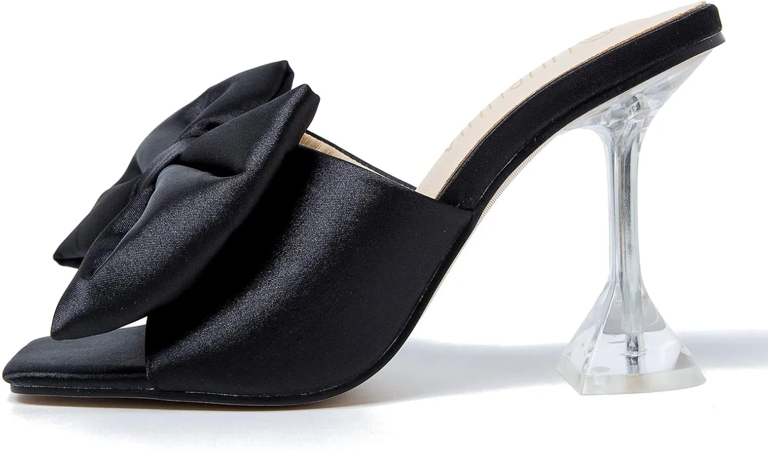 LIURUIJIA Women's Bow High Heels Mules Dress Sandals Slip On Party Prom Wedding Bridal Shoes